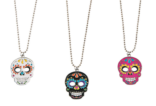 day of the dead ball chain necklaces