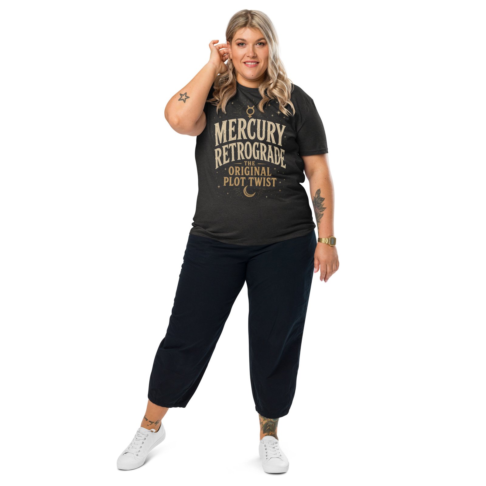 Grey Mercury Retrograde: The Original Plot Twist™ Vintage Celestial Graphic Tee - Image 5
