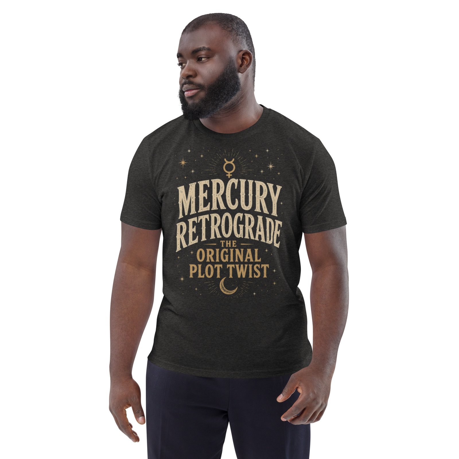 Grey Mercury Retrograde: The Original Plot Twist™ Vintage Celestial Graphic Tee - Image 6