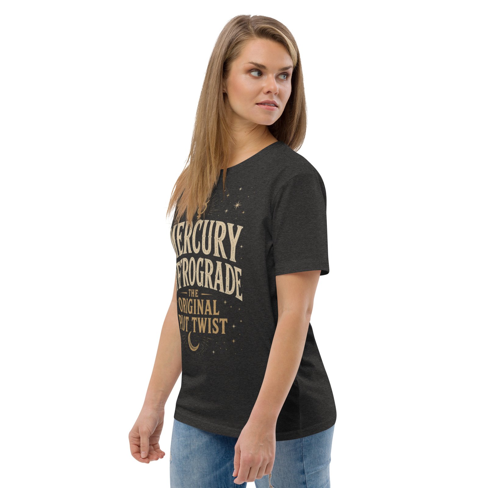 Grey Mercury Retrograde: The Original Plot Twist™ Vintage Celestial Graphic Tee - Image 8