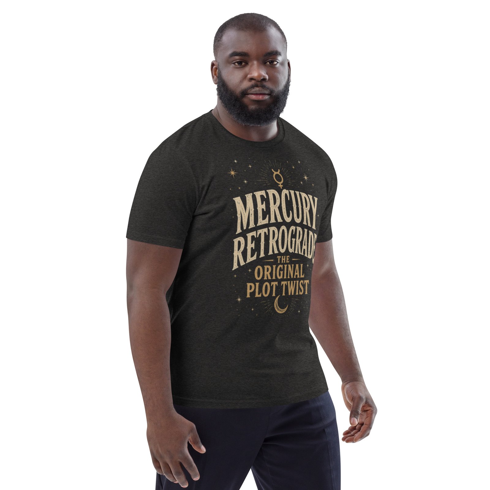 Grey Mercury Retrograde: The Original Plot Twist™ Vintage Celestial Graphic Tee - Image 4