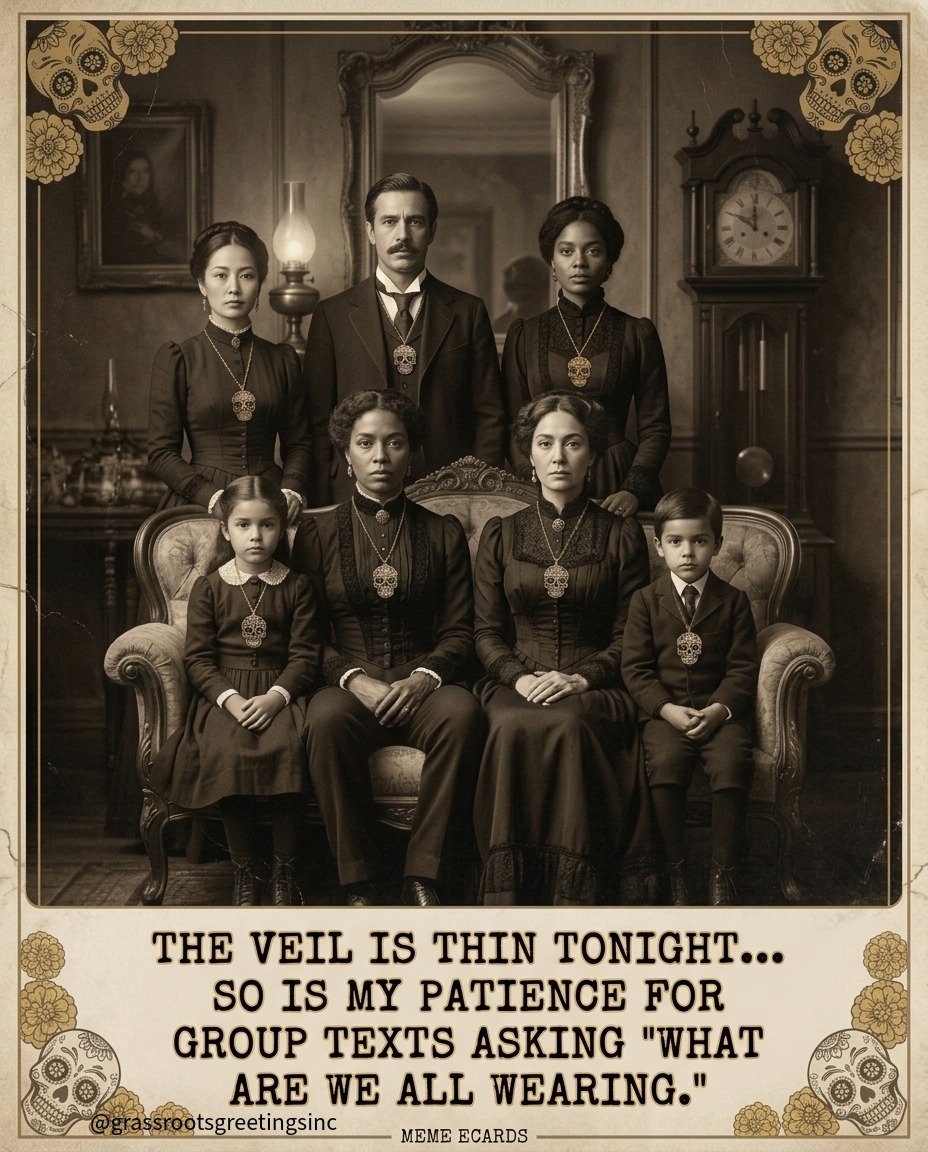 The “Group Text Ancestors” Hallows’ Eve Meme Ecard