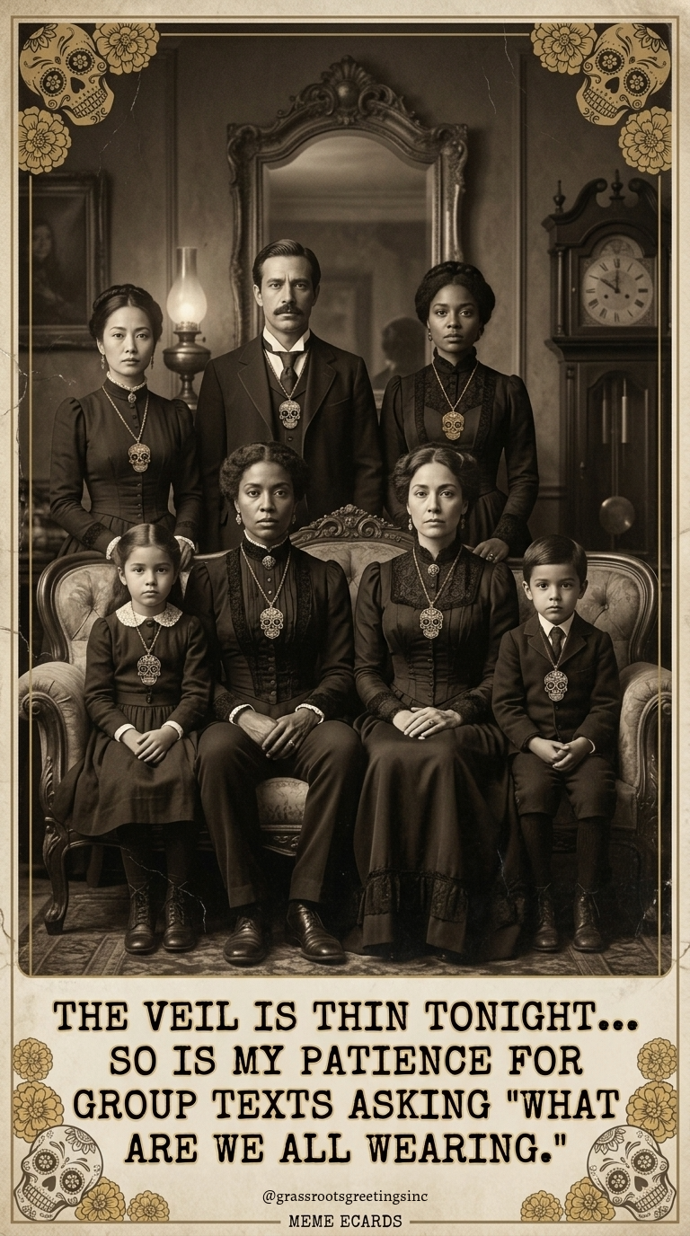 The “Group Text Ancestors” Hallows’ Eve Meme Ecard