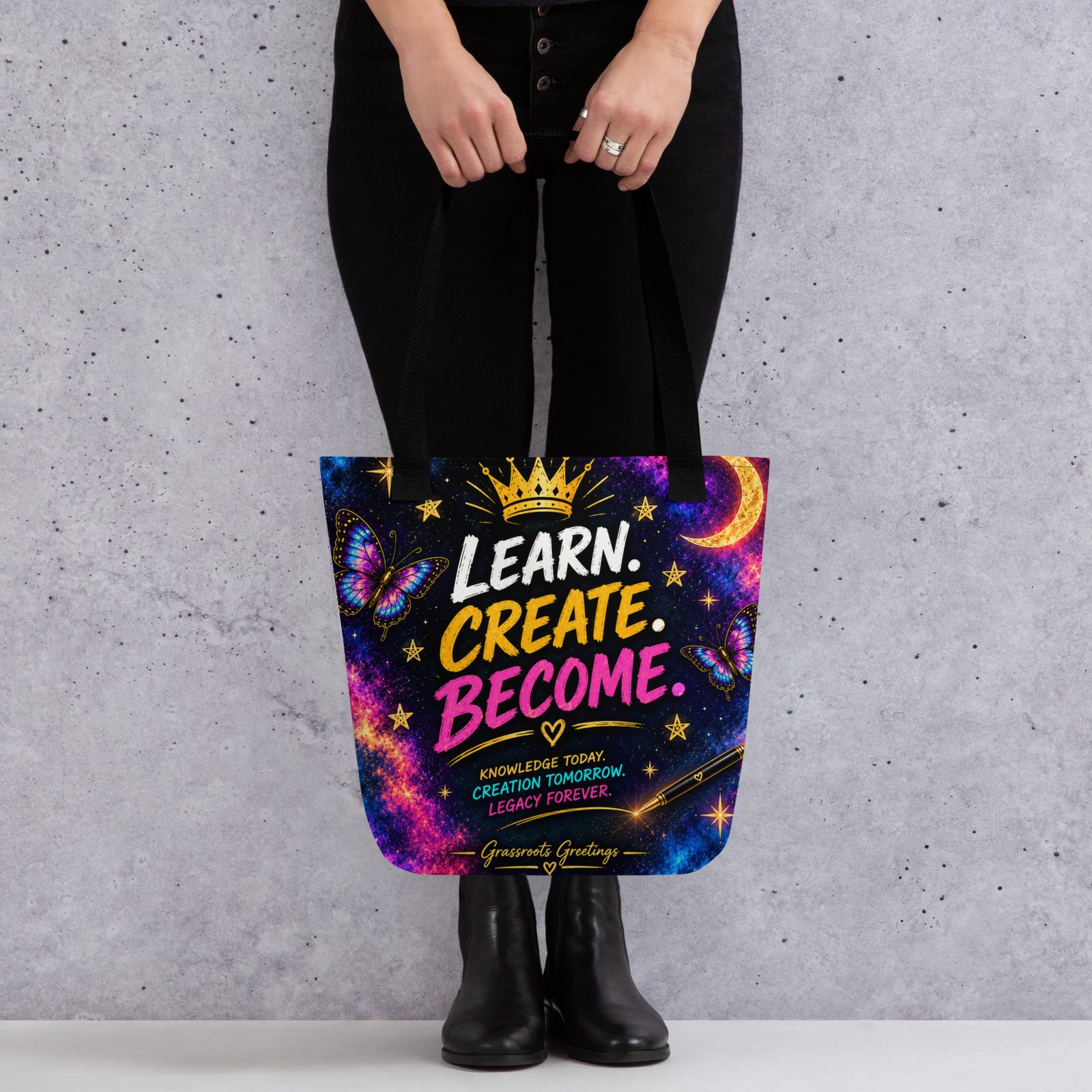 Learn. Create. Become All-Over Print Tote Bag - Image 4
