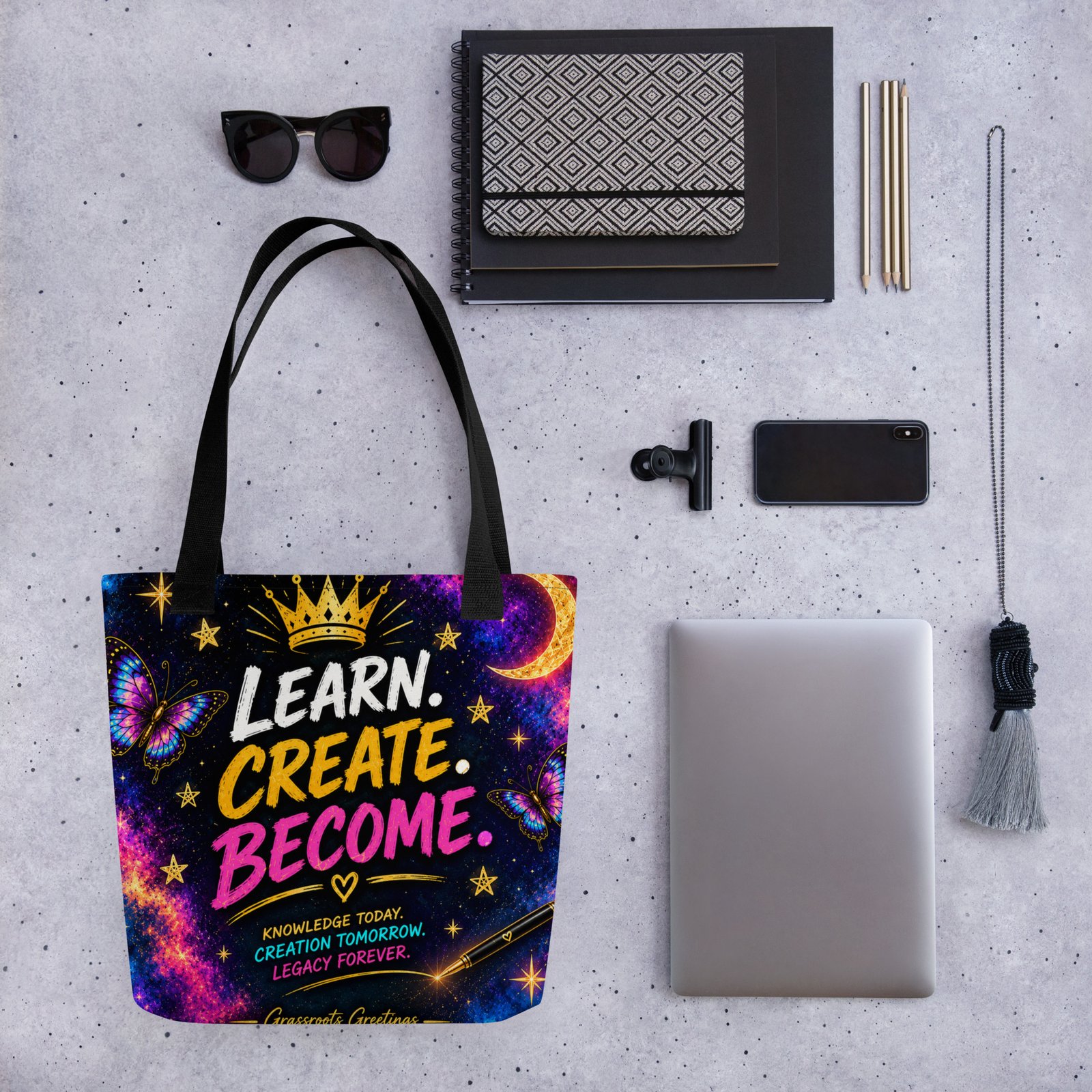 Learn. Create. Become All-Over Print Tote Bag - Image 2