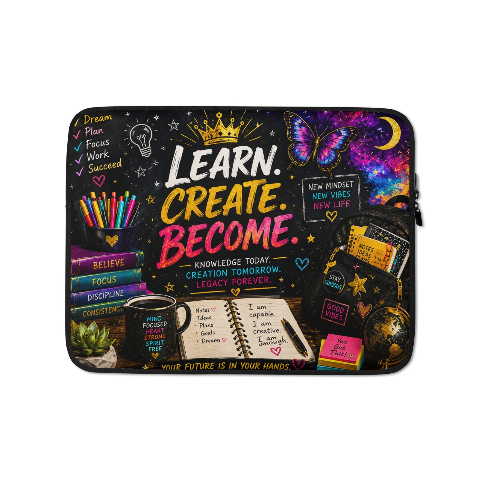 Learn. Create. Become. Laptop Sleeve